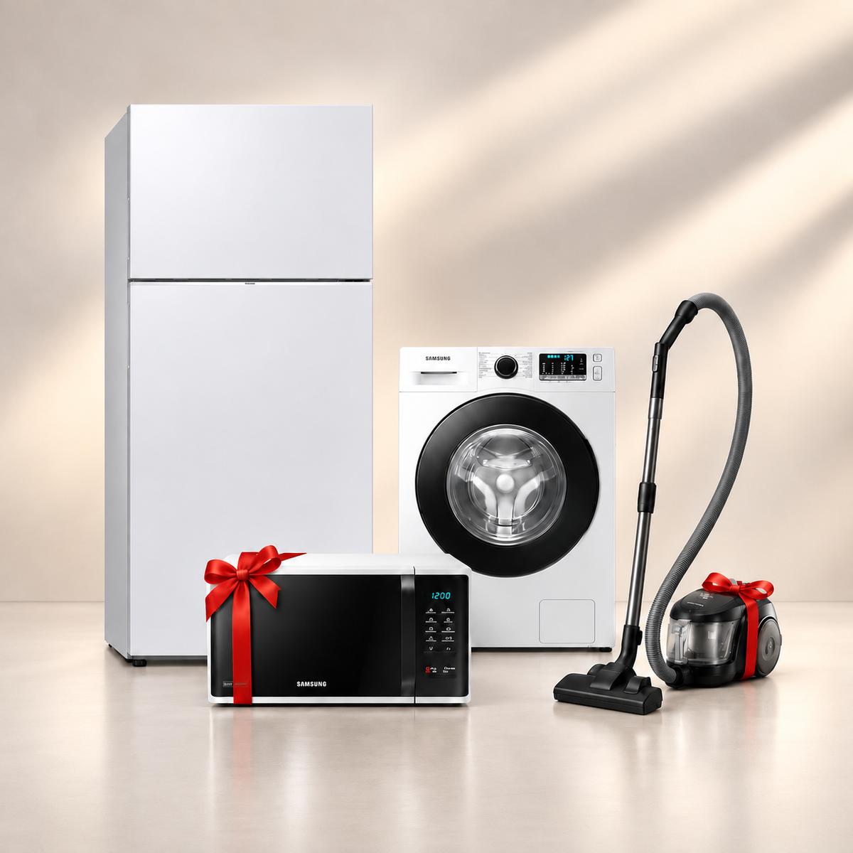 Samsung Refrigerator + Washer Bundle - FREE Vacuum Cleaner & Microwave
