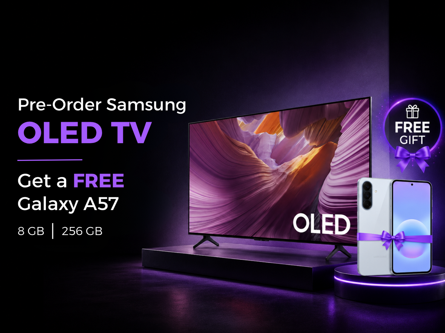 Pre-order - Samsung OLED TV - 83" - S85F + FREE Galaxy A57 5G 8GB/256GB