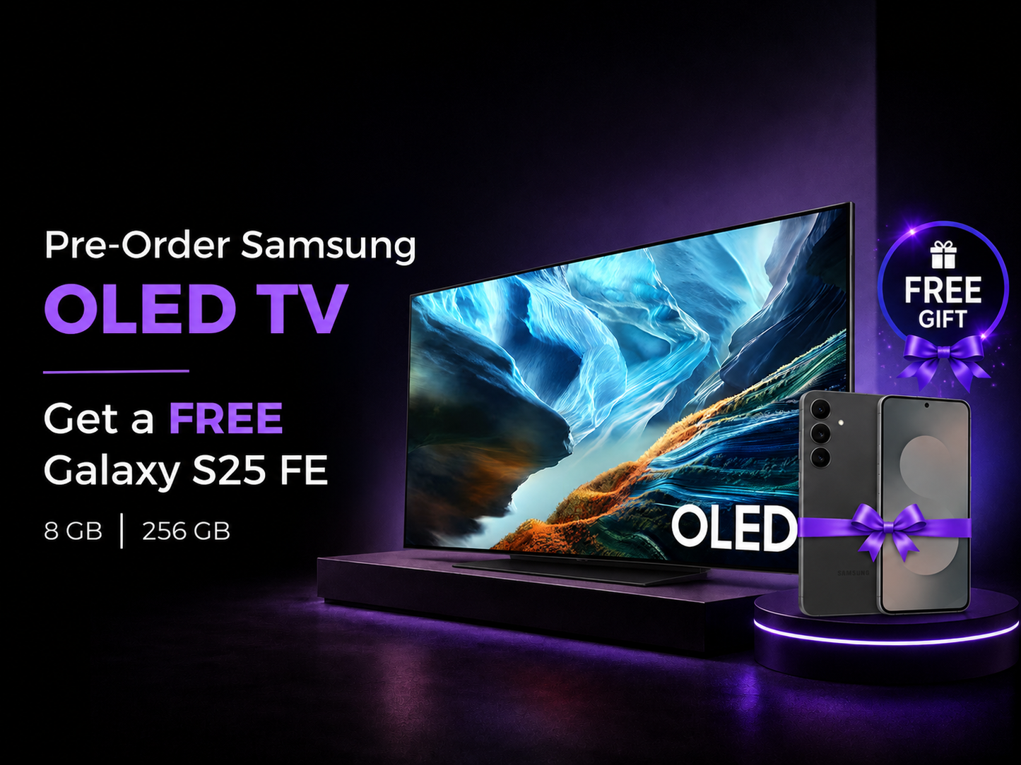 Pre-order - Samsung OLED TV - 65" - S90H + FREE Galaxy S25 FE 5G 8GB/256GB