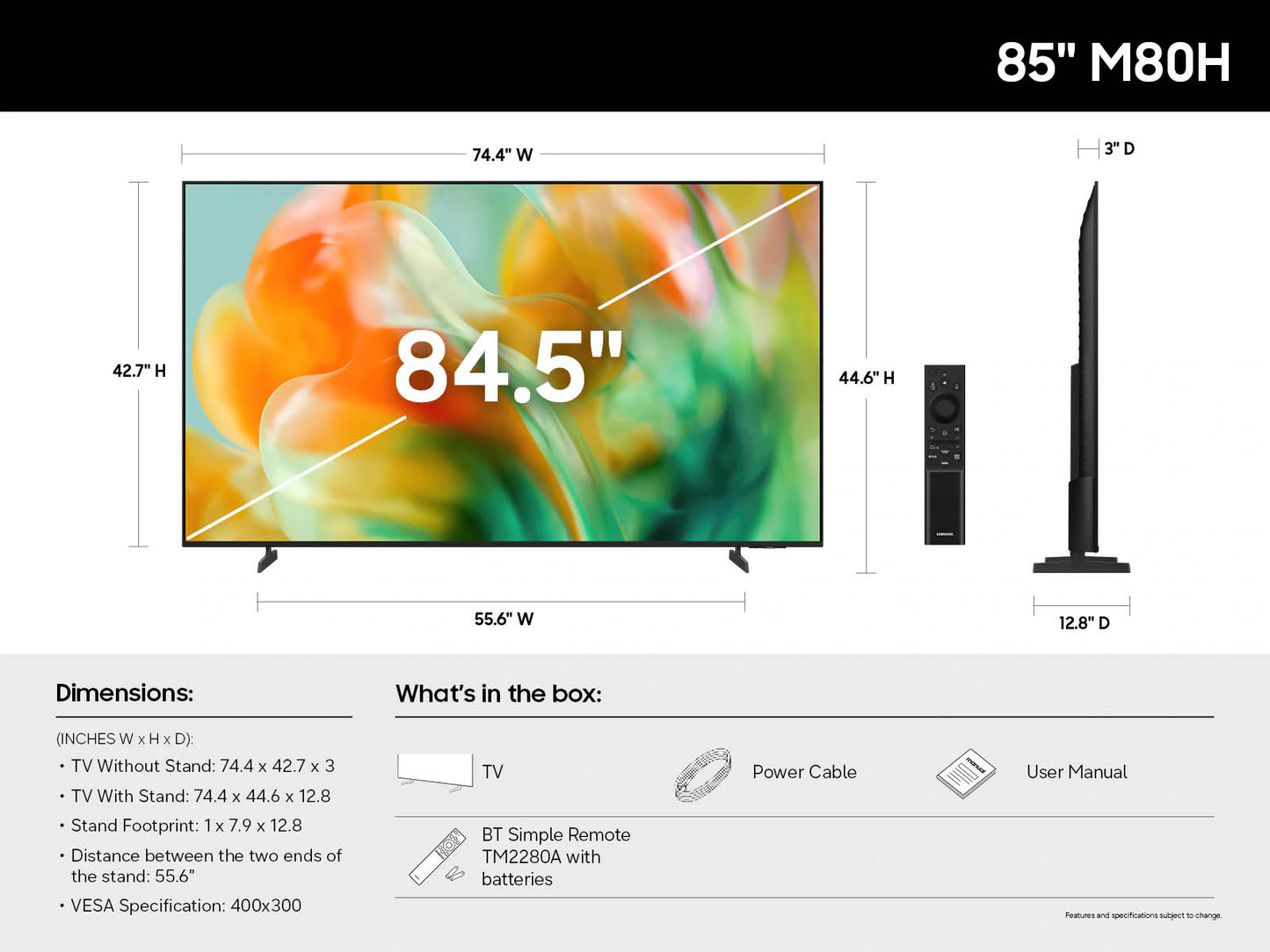 Pre-order - Samsung Mini LED TV - 85" - M80H + FREE B-Series 5.1ch Soundbar